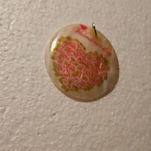 Vintage Valentine Heart Floral Pendant - Pink & Green